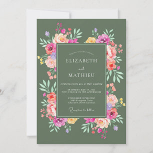 Invitation Mariage Floral Vibrant Sage