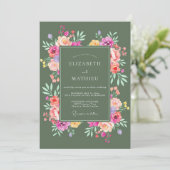Invitation Mariage Floral Vibrant Sage (Debout devant)