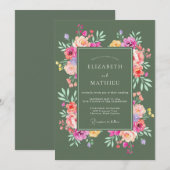 Invitation Mariage Floral Vibrant Sage (Devant / Derrière)