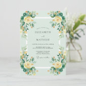 Invitation Mariage Floral Vibrant Vert Menthe (Debout devant)