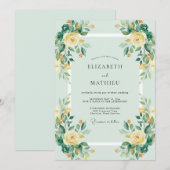 Invitation Mariage Floral Vibrant Vert Menthe (Devant / Derrière)