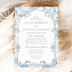 Invitation Mariage Floral Victorien bleu
