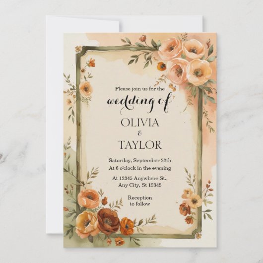 Invitation Mariage Floral Vintage (Devant)