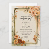 Invitation Mariage Floral Vintage (Devant / Derrière)