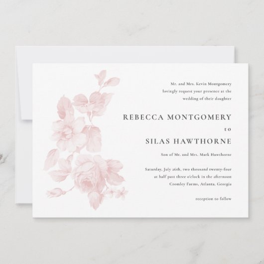 Invitation Mariage Floral Vintage (Devant)