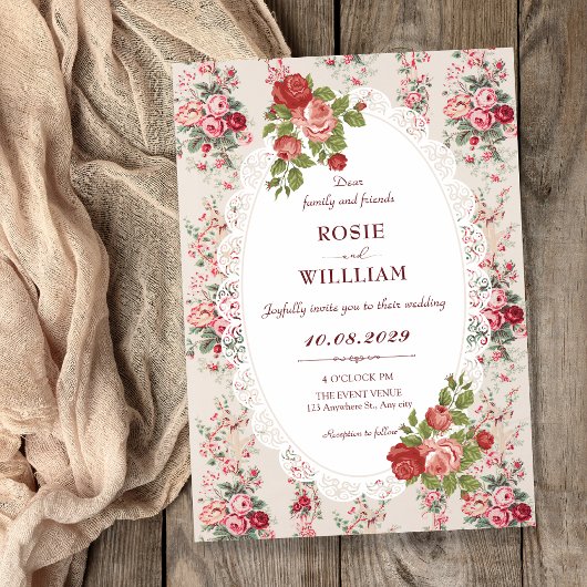 Invitation Mariage floral vintage
