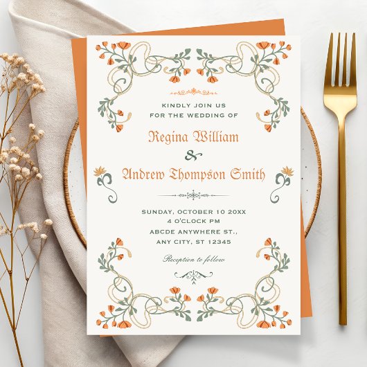 Invitation Mariage floral vintage