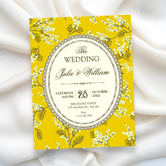 Invitation Mariage floral vintage