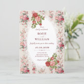 Invitation Mariage floral vintage (Debout devant)