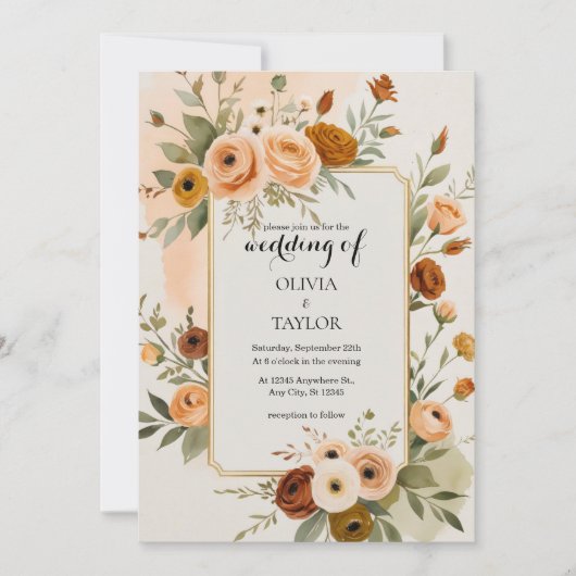 Invitation Mariage Floral Vintage (Devant)