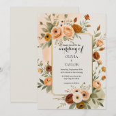 Invitation Mariage Floral Vintage (Devant / Derrière)