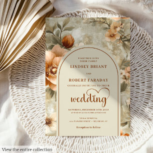 Invitation Mariage Floral Vintage Boho Terre Cuite Ivoire Oli