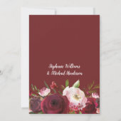 Invitation Mariage Floral Vintage Bourgogne (Dos)