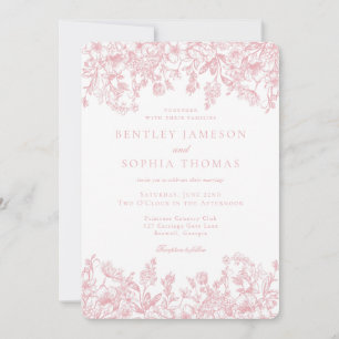 Invitation Mariage Floral Vintage Chinoiserie Rose