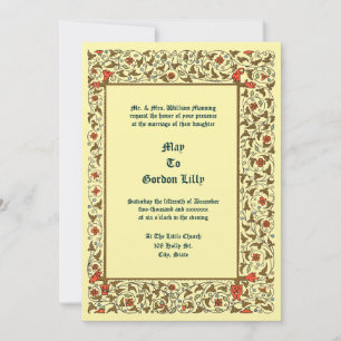 Invitation Mariage Floral Vintage de Style Médiéval