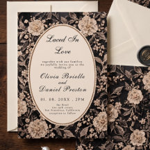 Mariage Floral Vintage Élégant en Dentelle Noire e