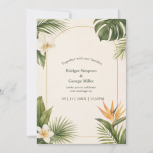 Invitation Mariage Floral Vintage Hawaï Oiseau de Paradis