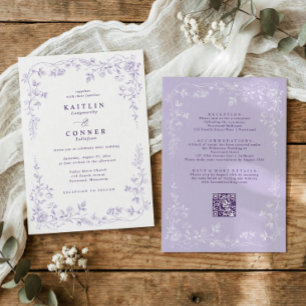 Invitation Mariage Floral Vintage Lavande à la Française