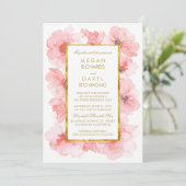 Invitation Mariage floral Vintage or (Debout devant)