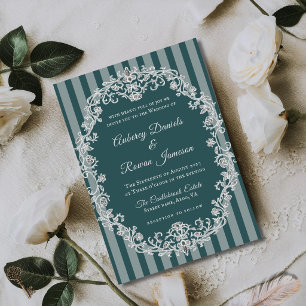 Invitation Mariage Floral Vintage Romantique Monogramme