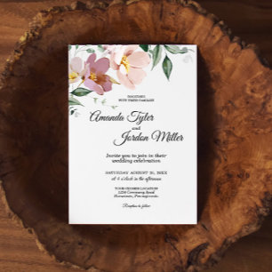 Invitation Mariage floral Vintage rose et mauve