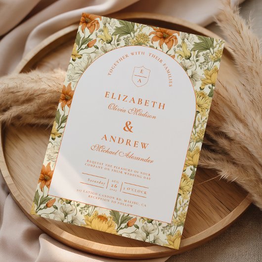 Invitation Mariage Floral Vintage Rustique
