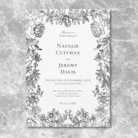 Mariage Floral Vintage Tapisserie Noir & Blanc