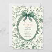 Invitation Mariage Floral Vintage Vert (Devant)