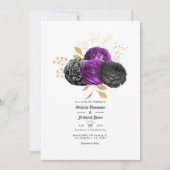 Invitation Mariage floral Vintage violet et noir (Devant)