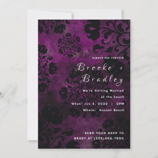 Invitation Mariage Floral Violet (Devant)