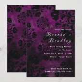 Invitation Mariage Floral Violet (Devant / Derrière)