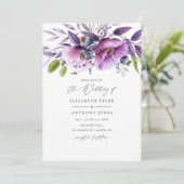 Invitation Mariage floral violet (Debout devant)
