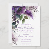 Invitation Mariage floral violet botanique moderne (Devant)