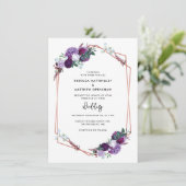 Invitation Mariage Floral Violet Botanique Script (Debout devant)
