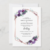 Invitation Mariage Floral Violet Botanique Script (Devant)