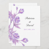Invitation Mariage floral violet d'aquarelle (Devant / Derrière)