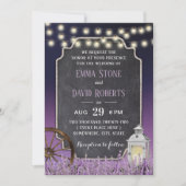 Invitation Mariage Floral violet de lanterne blanche rustique (Devant)