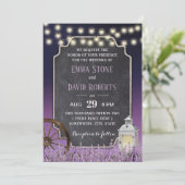 Invitation Mariage Floral violet de lanterne blanche rustique (Debout devant)