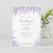 Invitation Mariage floral violet de lavande simple (Debout devant)