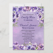 Invitation Mariage Floral Violet Élégant (Devant)
