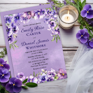 Invitation Mariage Floral Violet Élégant