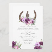 Invitation Mariage floral violet en fer à cheval (Devant / Derrière)