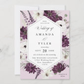 Invitation Mariage floral violet et blanc - Lavande V2 (Devant)