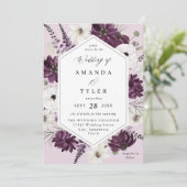 Invitation Mariage floral violet et blanc - Lavande V2 (Debout devant)