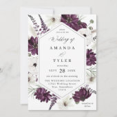 Invitation Mariage floral violet et blanc V2 (Devant)