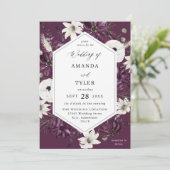 Invitation Mariage floral violet et blanc - violet (Debout devant)