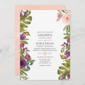 Invitation Mariage floral violet et flou (Devant / Derrière)