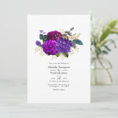 Invitation Mariage floral violet et pourpre (Debout devant)