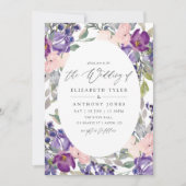 Invitation Mariage floral violet et prune (Devant)