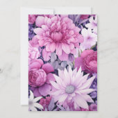 Invitation Mariage floral violet et rose (Dos)